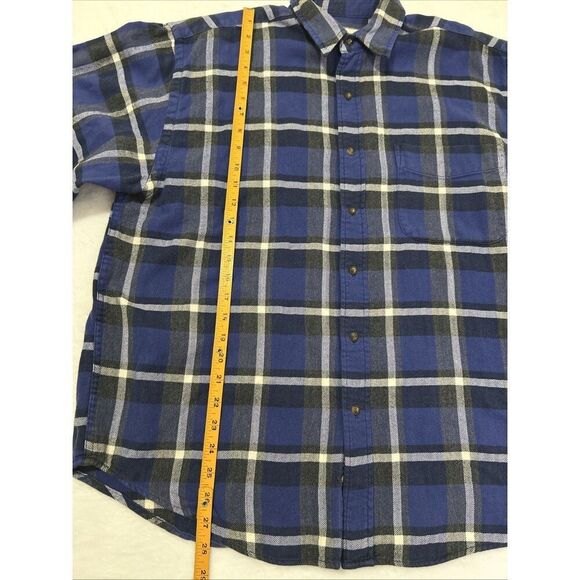 Eddie Bauer Flannel Button Up Shirt Men’s Large Blue Plaid Cotton - Picture 10 of 11